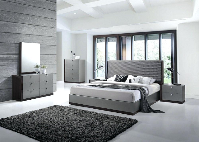 modern grey bedroom