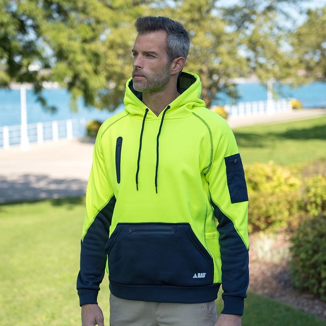 man wearing workwear hoodie