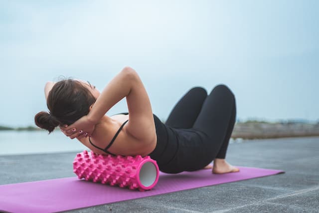 woman on a foam roller