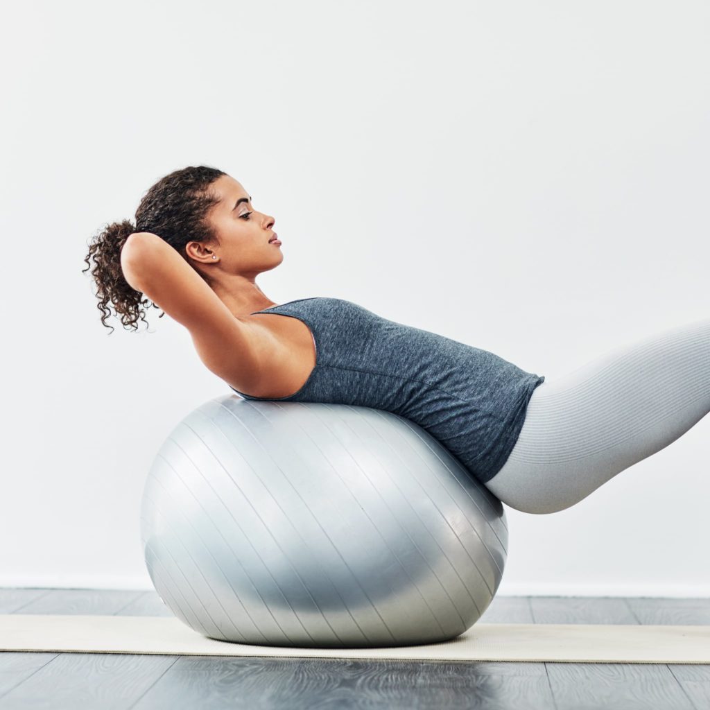 woman on a stability ball