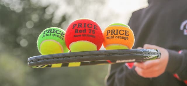 Three different color tennis balls