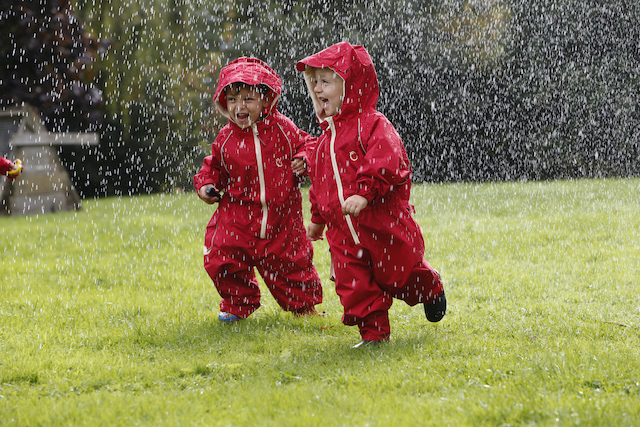 Two little kids playing outdoor