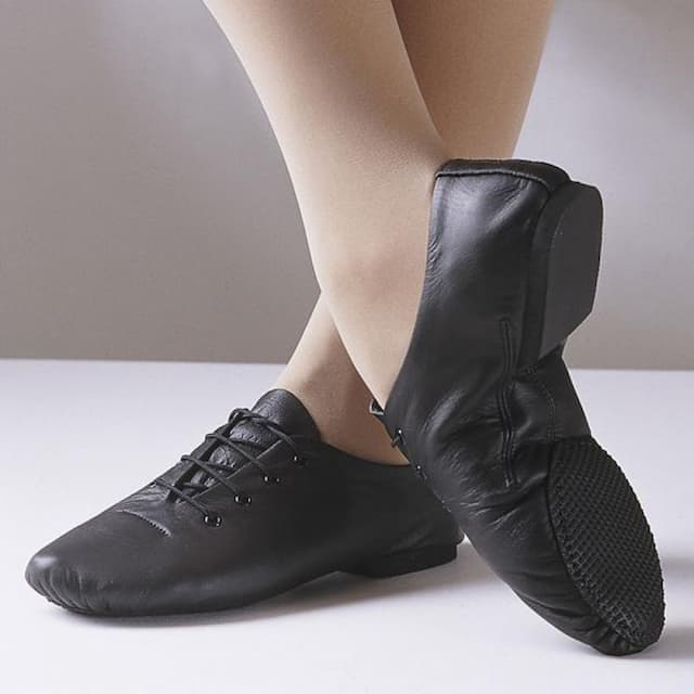 black leather jazz dance shoes