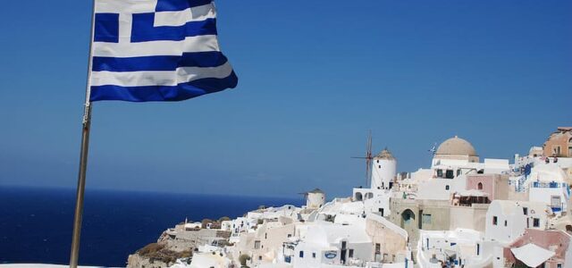 Greece Flag in Santorini