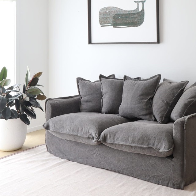 THE CLOUD 2 SEATER SOFA WITH SLATE SLIPCOVER