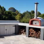 built-in pizza oven in the patio