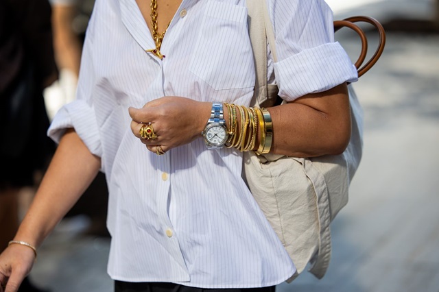 close-up of a woman wearing a watch