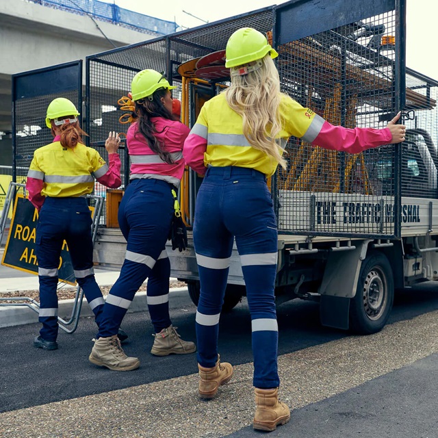 Bisley BT6456 Hi-Vis Taped Cotton Drill Shirt Long Sleeve Yellow/Navy